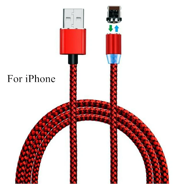 red for iphone Магнитный кабель SYRINX Micro usb type-C для iPhone X samsung S9 S8 для Xiaomi зарядный нейлоновый Плетеный Магнит зарядное устройство кабель C - Цвет: red for iphone