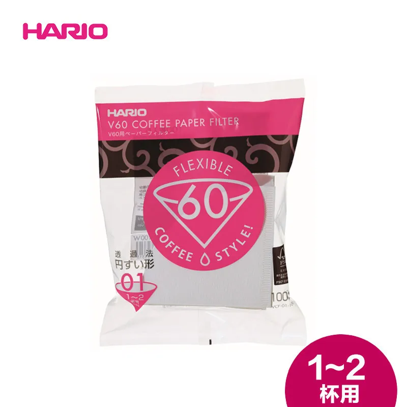 VCF 01 100W Япония Импорт Hario V60 фильтр для кофе 01 02 графа Кофе натуральный бумажный фильтры для 4 стаканов для бариста VCF-01-100 капающая бумага - Цвет: VCF 01 100W
