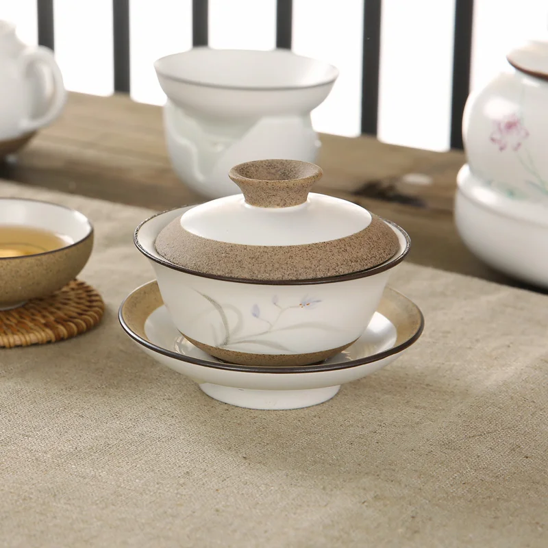 130 мл ручная роспись керамический гайвань Орхидея/корень лотоса чайные наборы