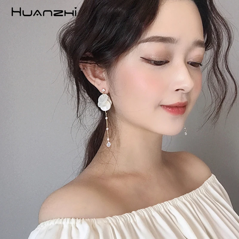 HUANZHI 2019 новый корейский Элегантный Ретро Shell отрезной диск кисточкой длинное