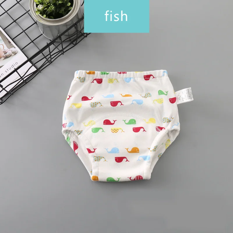 fish Happyflute 6 слоев хлопчатобумажной ткани подгузник 9-17 кг дышащие многоразовые Abdl детские штаны Спортивное нижнее белье унисекс подгузник - Цвет: fish