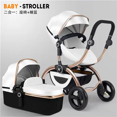 white 2 in 1 Новая стильная детская коляска 3 в 1, складная детская коляска для автомобиля, независимая детская корзина для сна и автокресло - Цвет: white 2 in 1