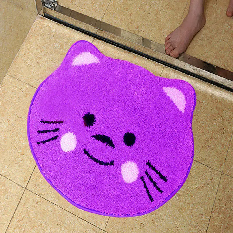 purple Коврик для двери с милым мультяшным котом, коврик для кухни, компьютерный стул, напольный коврик для душа, нескользящий коврик для крыльца, коврик для двери, домашний декор, ковер - Цвет: purple