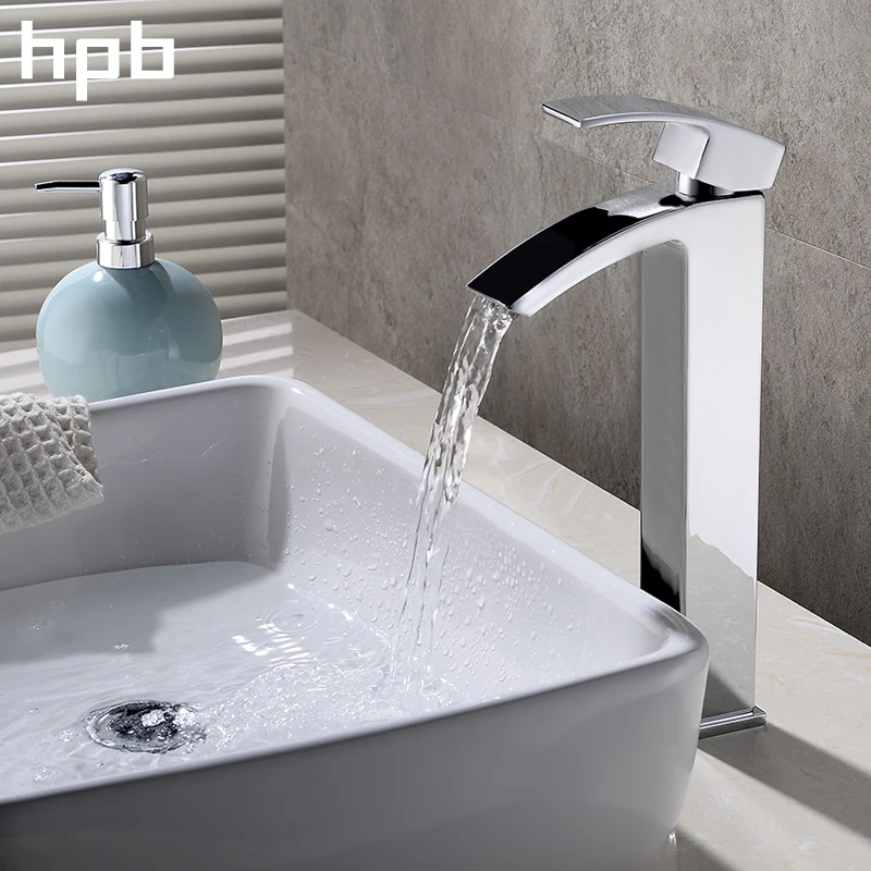 HPB водопад высокий смеситель для раковины ванной комнаты Смеситель кран с одной