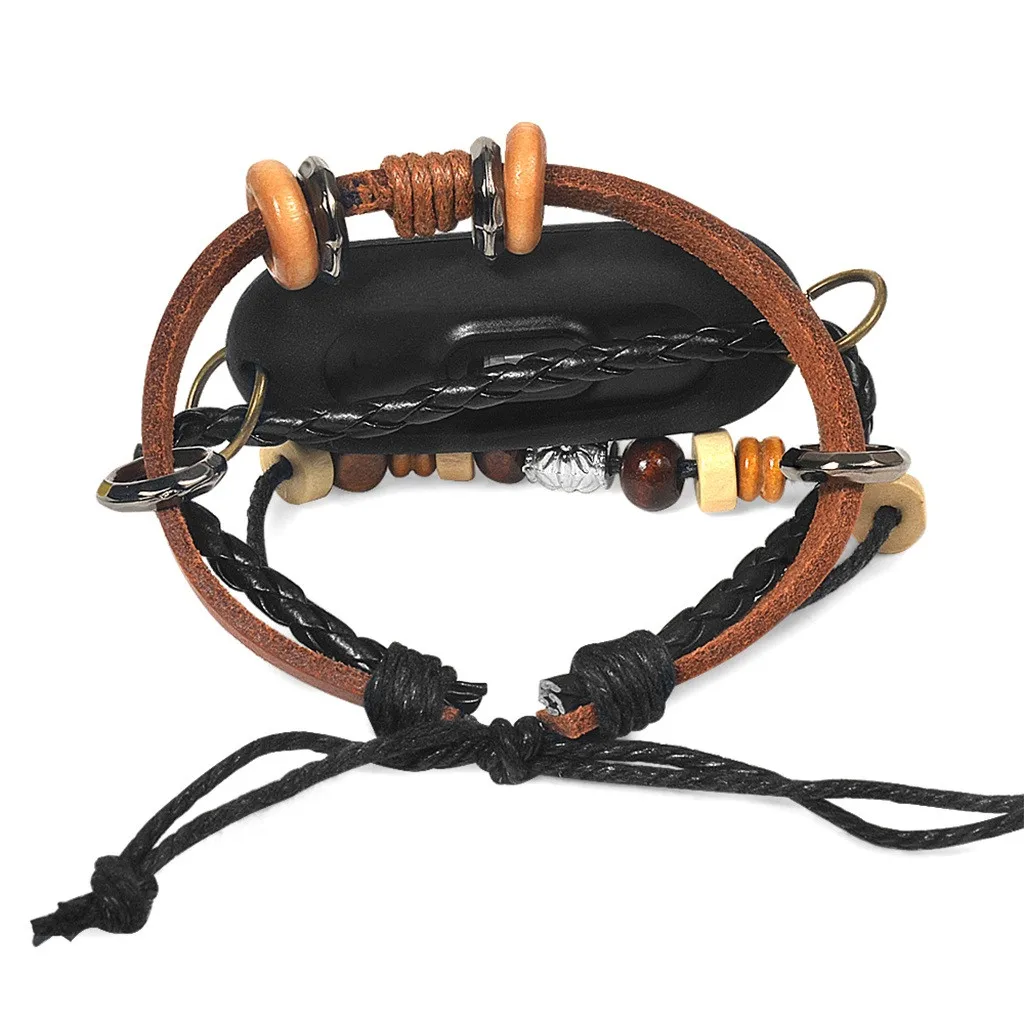 Умные часы в стиле ретро кожаный плетеный браслет с бусинами ремешок спортивный