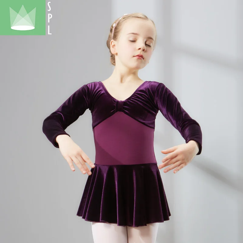 

Girls Ballet Velvet Dance Costume Kids Ballet Dresses Gymnastics Dance Tutu Leotard Girl Velvet Dancewear B-4653