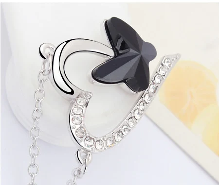 Кристаллами от Сваровски сердце кулон в форме бабочки серебро Цвет Bijoux