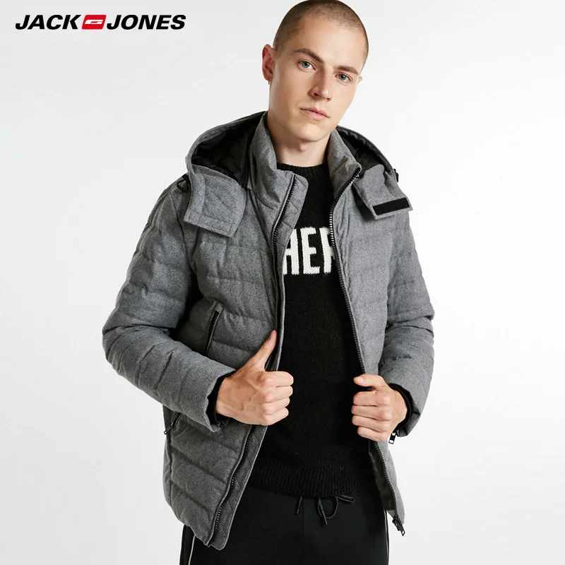 Jack Jones Мужская Съемная с капюшоном стоячий воротник короткая зимняя куртка пальто | 218312529