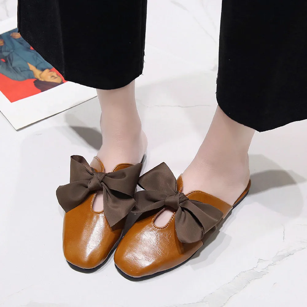 Женские винтажные повседневные сандалии с бантиком на мягкой подошве шнуровке