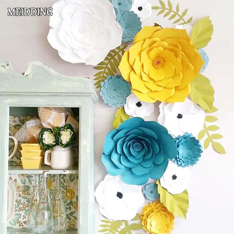 MEIDDING-2pcs diy бумажный цветочный фон, свадебный фон, 20 см бумажные цветы Детский День Рождения Вечеринка Настенный декор
