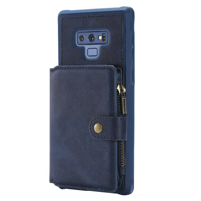 Синий Кошелек на молнии для Coque samsung Note9 чехол откидная крышка samsung Galaxy Note 9 чехол 8 Note8 оболочка для samsung Note 10 Plus 5G чехол - Цвет: Синий