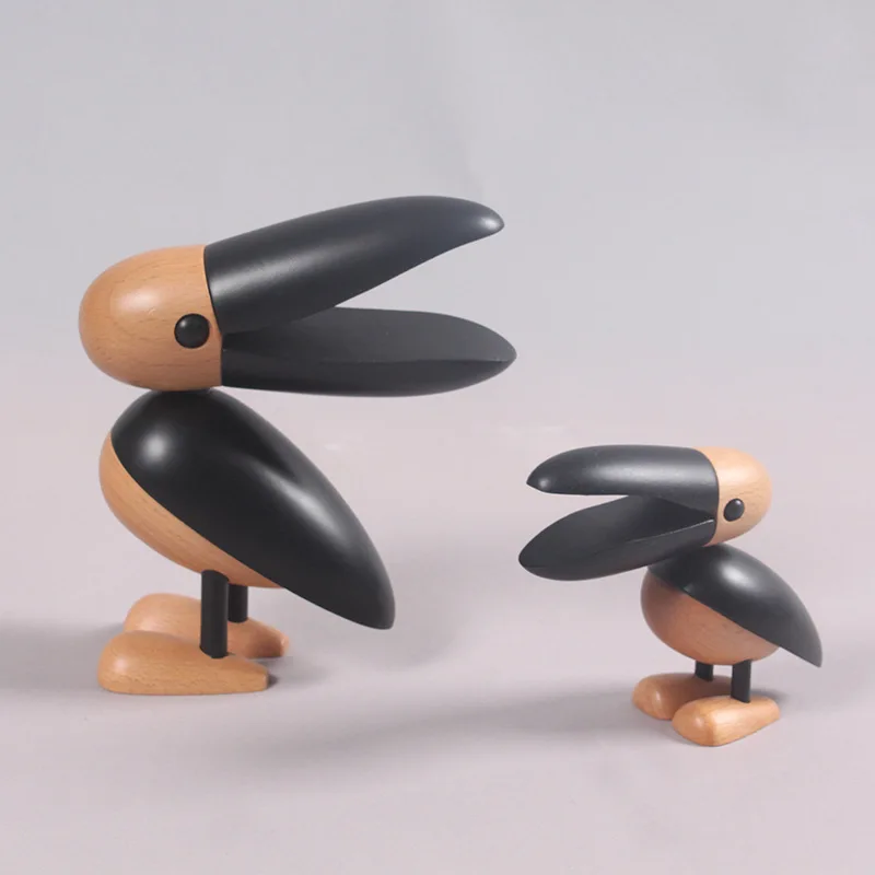 11 см/18 см высота абстрактный большой рот птица бук деревянный скандинавский