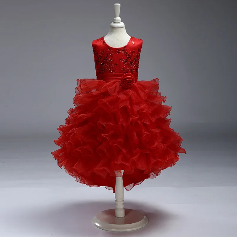 New Girls Cupcake Trailing Party Dresses With Sequins Princess For Artist Program Dress 6 Color Crianca Vestidos | Детская одежда и