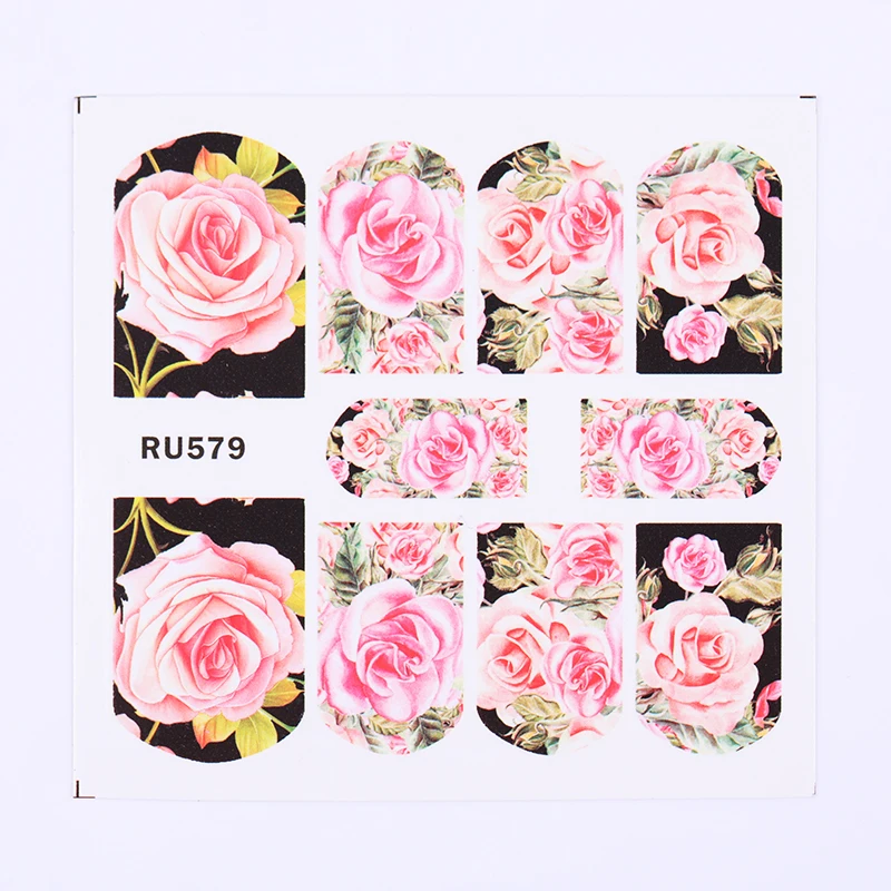 18 Sheets Nail Water Decals Flowers Rose Colorful Pattern Manicure Transfer Stickers Art Decoration | Красота и здоровье