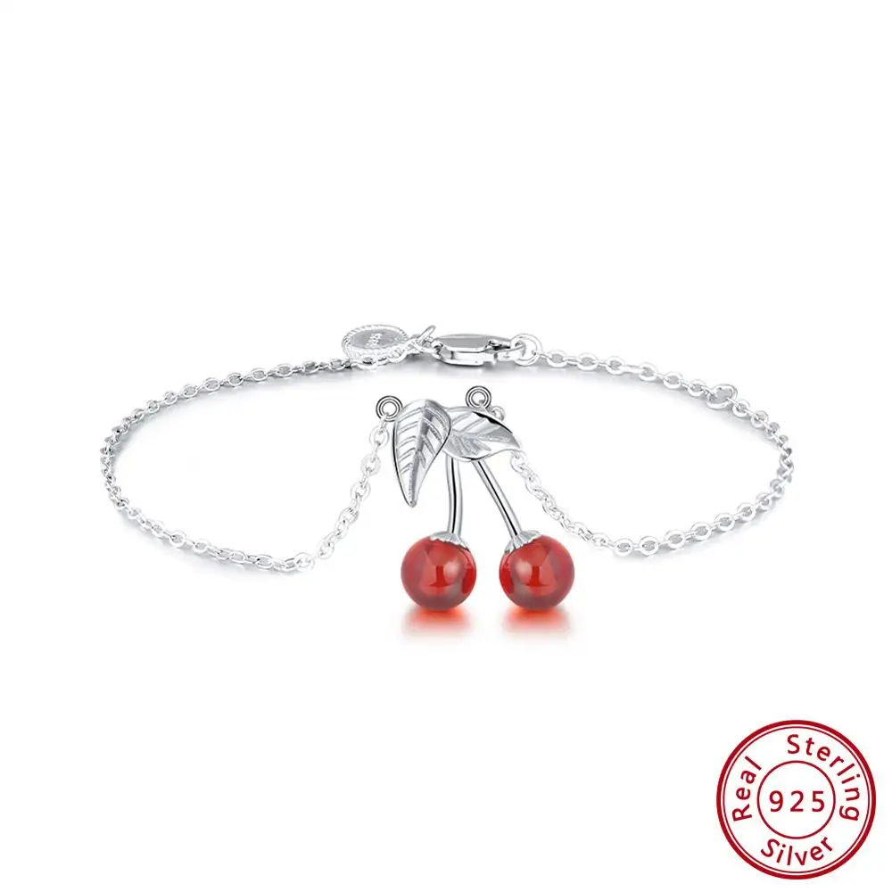 TSB35 Effie queen, 925 пробы, серебряные ювелирные изделия, красный натуральный камень, вишня, кулон, ожерелье, s, милая цепочка, ожерелье, очаровательное ювелирное изделие, лидер продаж, TSN03 - Цвет камня: TSB35