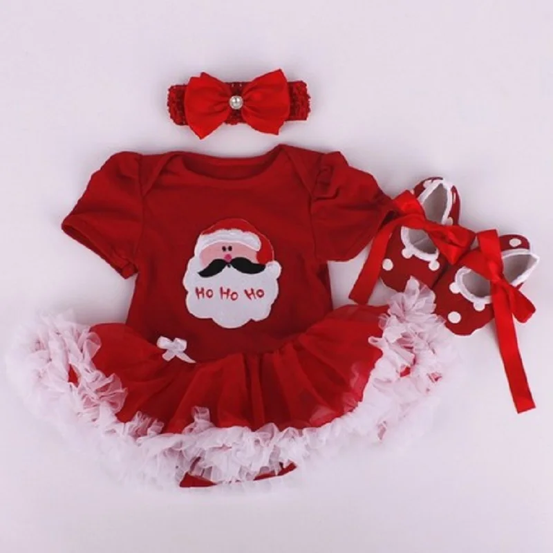 Santa Claus Для маленьких девочек на день рождения Комплекты одежды для девочек Комбинезон платье 3 шт. хлопчатобумажный детский спортивный костюм рождественские вечерние Одежда - Цвет: Santa Claus