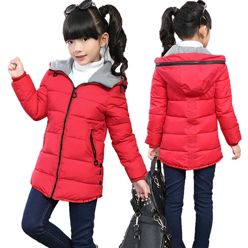 2017 г. Модная детская парка с подкладкой для больших девочек теплая хлопковая