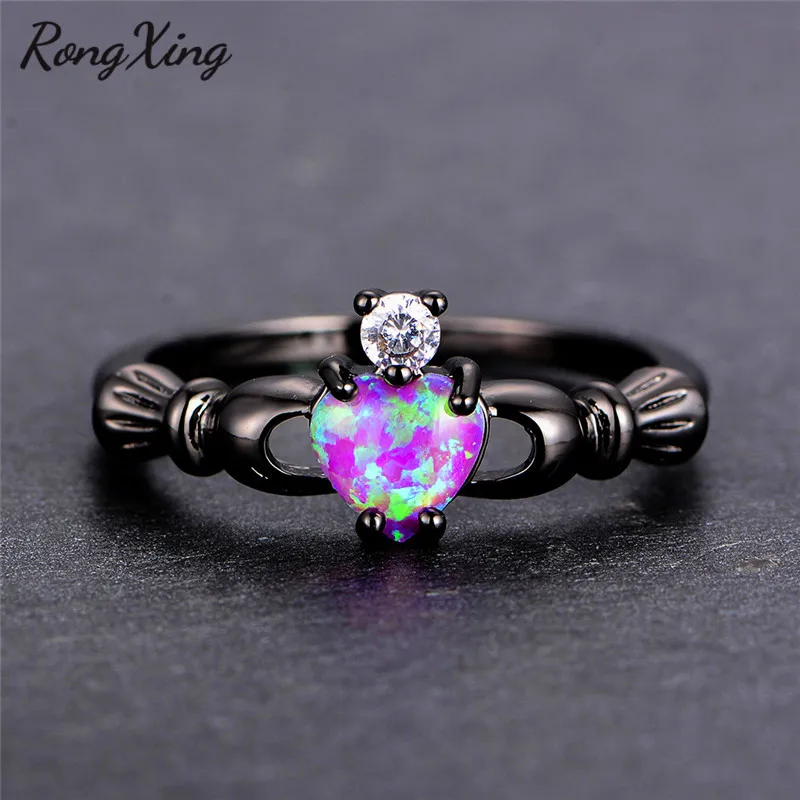 RongXing очаровательное сердце фиолетовый огненный опал ирландское женское