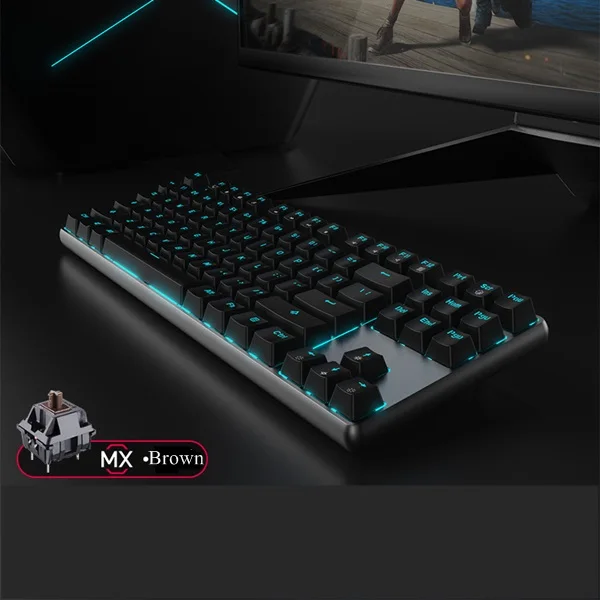 Новое поступление RK601/602 Mitch Rabbit эргономичная USB Проводная Механическая клавиатура с антипривидением оригинальная ось вишни, корпус из алюминиевого сплава - Цвет: 87 Key MX Brown