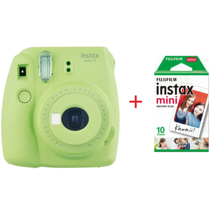 Фотокамера моментальной печати Fujifilm Instax Mini 9 для мгновенной фотосъемки Polaroid, фотокамера в 5 цветах, фотокамера моментальной печати, Подарочная пленка