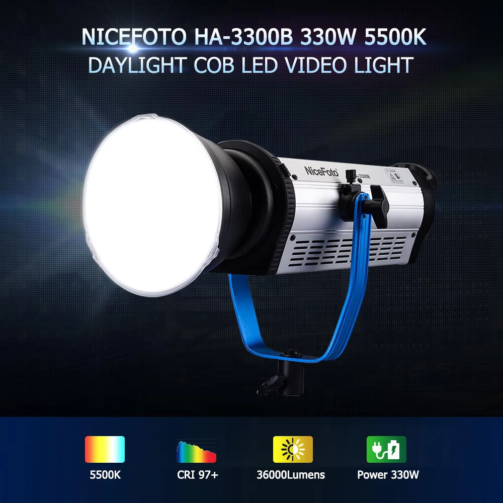 NiceFoto HA-3300B 330W Дневной светильник COB светодиодный светильник 5500K студийное освещение для фотографии светильник видео светильник с 2,4G пульт дистанционного управления