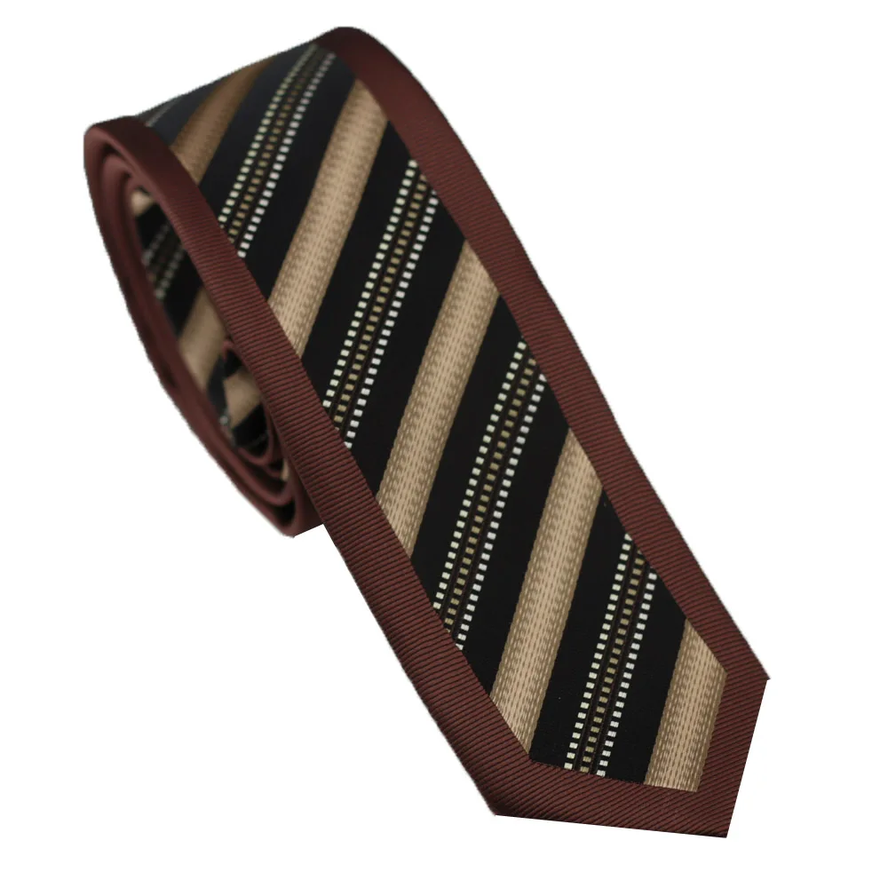 Мужские галстуки для костюма новый дизайн коричневая кайма с черным/белым