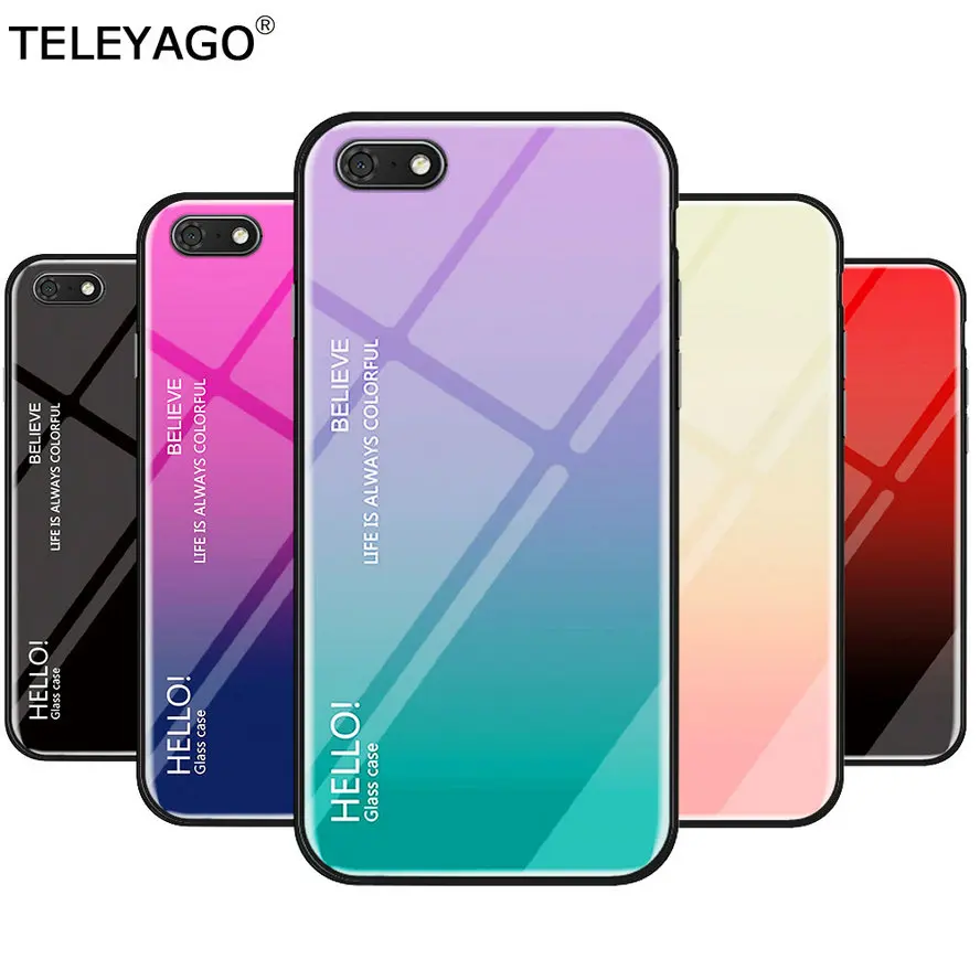Для Huawei Y5 Y5Prime Y6Prime(2018) /P Smart /Honor 7A 7S чехол Модный градиентный цвет Закаленное