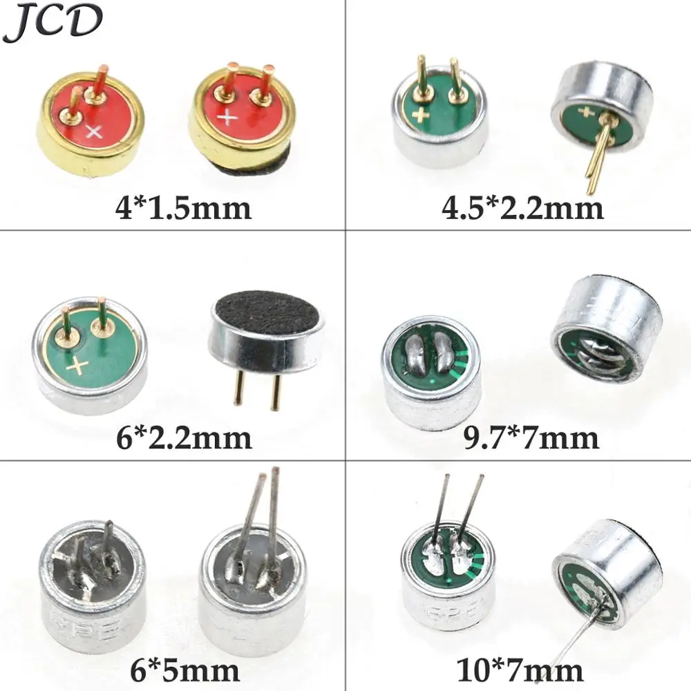JCD 9 7 мм x мм/10x7 мм/6x5 мм/6 2 мм/4 5*2 мм/4*1 5 Pin микрофонная капсула Электрет Конденсор