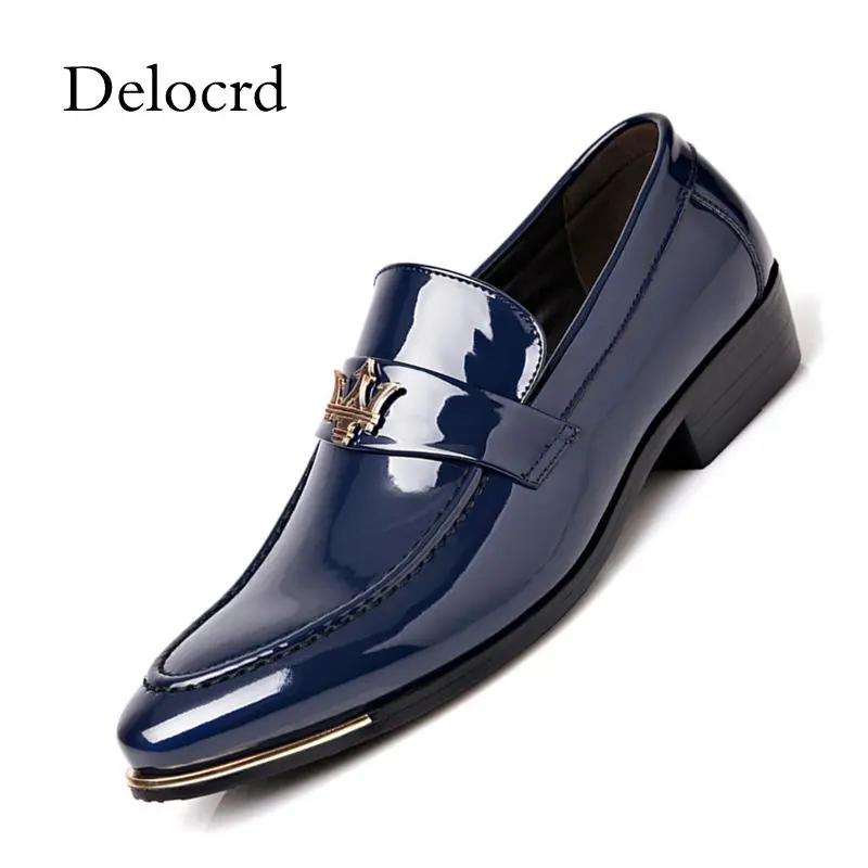 Luxury Patent Leather Men Driving Loafers Pointed Toe Slip On Flat Business Shoes Office Oxford Dress D | Обувь