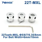 Зубчатый шкив POWGE Trapezoid 22 зубца MXL, отверстие 516678 мм для ширины 6 мм 10 мм MXL, зубчатая передача, 22 зубца 22 T