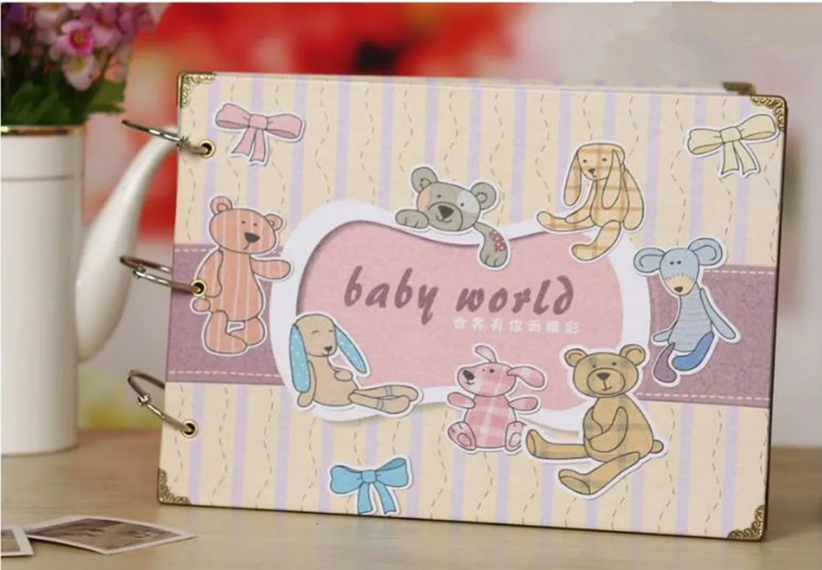 

Lovely Baby Word Cheap Photos Album For Wedding Children Memory Record Sticky Style Photo Album Scrapbooking Lovers Birthday Gif