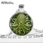 Женская подвеска-кабошон с пятиконечной звездой, ожерелье с бронзовым стеклом, ожерелье с длинной цепочкой, ювелирные изделия с кристаллами HZ1