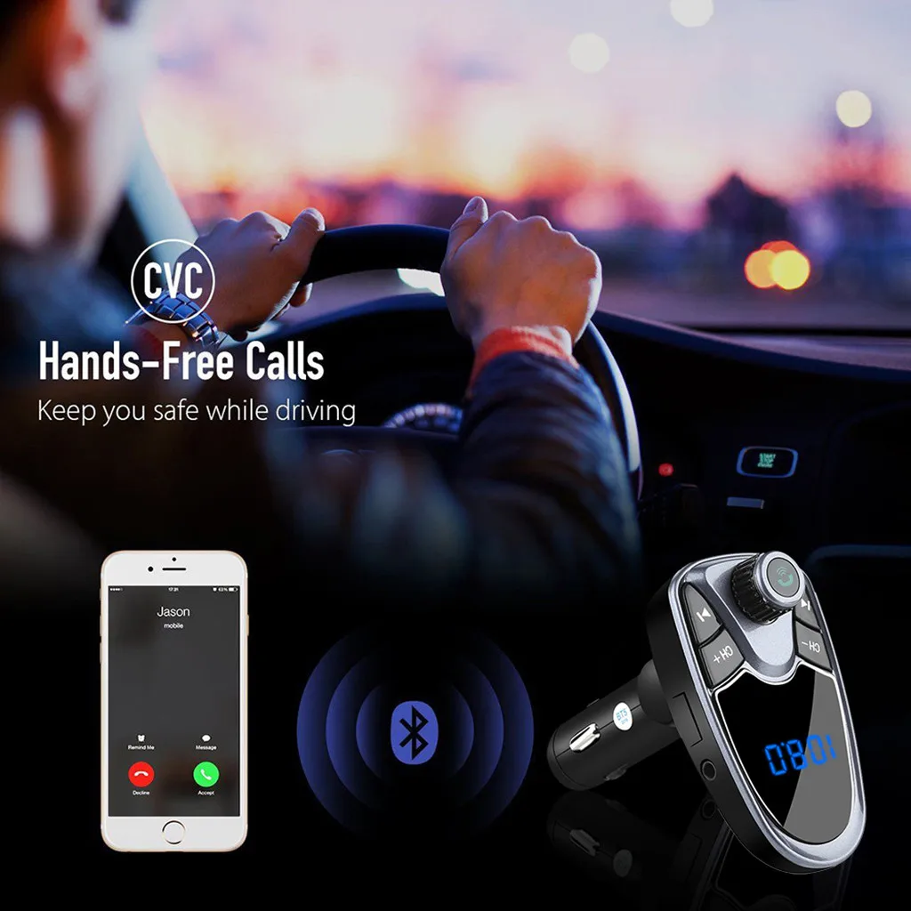 Автомобильный комплект громкой связи беспроводной Bluetooth fm-передатчик ЖК MP3-плеер USB зарядное устройство 2.1A автомобильные аксессуары Handsfree Авто fm-модулятор