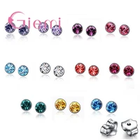 20pcslot colorful cz crystal stud earrings sparkling 925 sterling silver cubic zirconia stone wedding jewelry for women girls