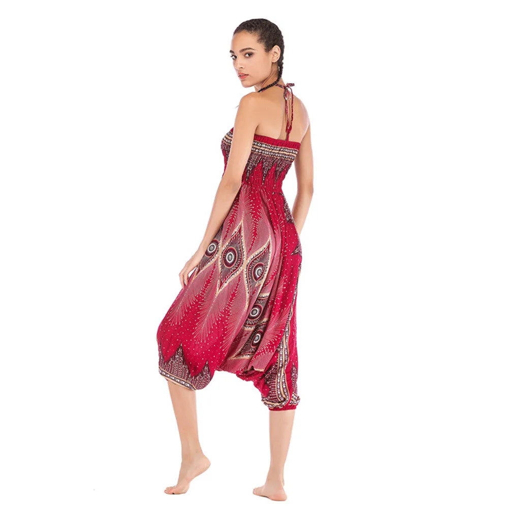 Мужские и женские тайские шаровары Boho Festival Hippy Smock с высокой талией для йоги брюки женские модные однотонные с высокой талией Mulheres# J4