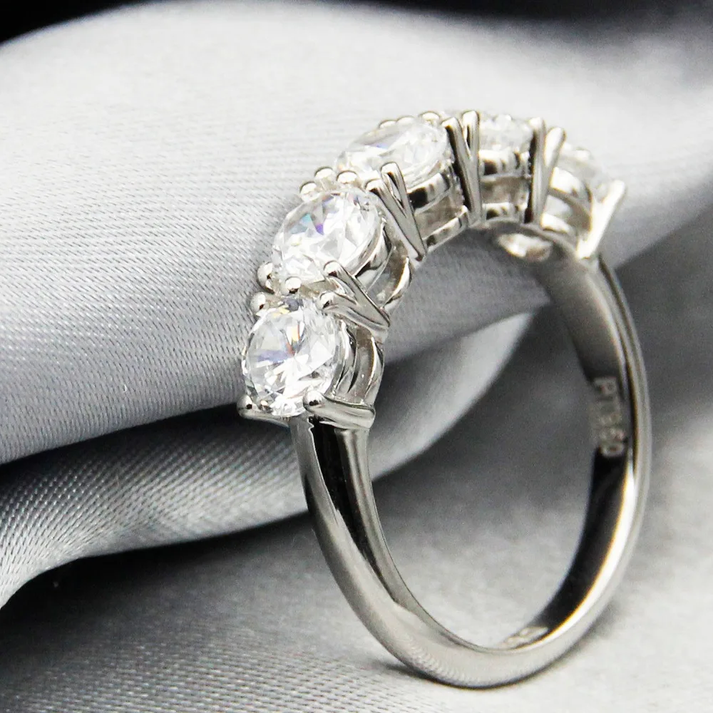 LASAMERO Round Cut 1.75 CTW Pave Set Certified Moissanites Ring Solitaire 14k White Gold Engagement Wedding Fine Jewelry |