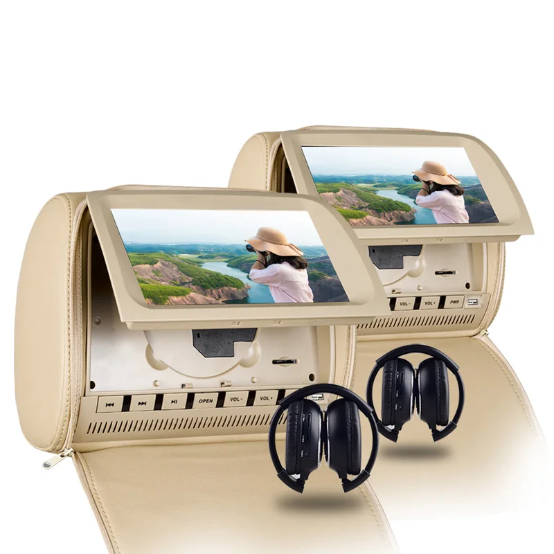 Caroad 2 шт. 9 дюймовый автомобильный монитор на подголовник DVD видеоплеер 800x480 крышка