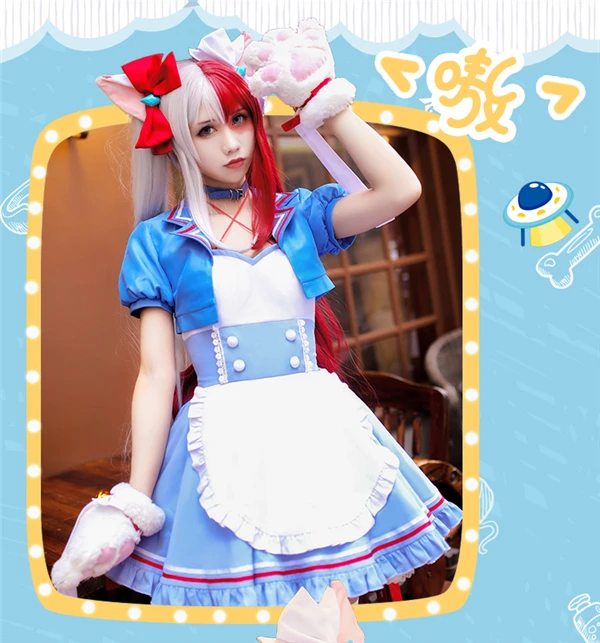 Аниме горничная Кофейня Todoroki Shoto Косплей Костюм кошка платье горничной
