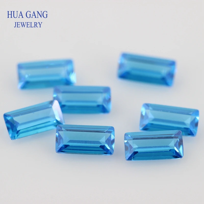 

Sea Blue Rectangle Shape Step Cut CZ Stone Synthetic Gems Cubic Zirconia For Jewelry Size 2x4~3x6mm Free Shipping