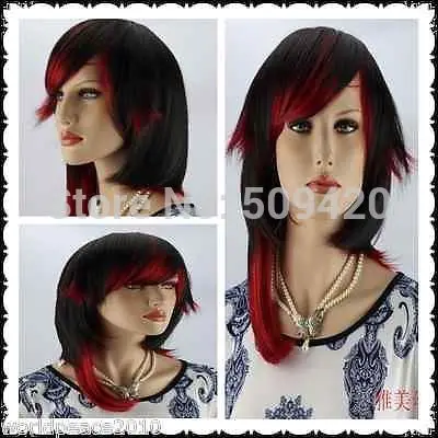SXY5985QS&gt Cos черный красный mix короткий прямой ПАРИК женщины|wig doll|wigs for black womenwig guy |