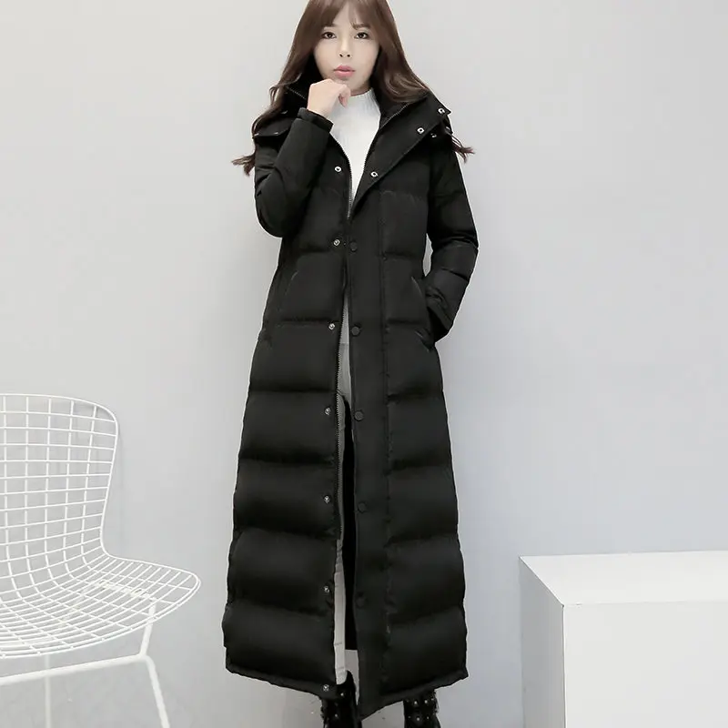Пуховик женский длинный черный с капюшоном C3756|parka coat women|down parka coatparka |