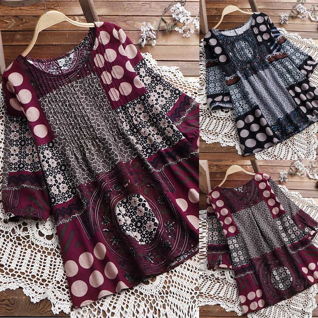 Feitong Boho женские блузки больших размеров женские свободные льняные национальные хиппи качели длинные рубашки блузки blusas mujer de moda