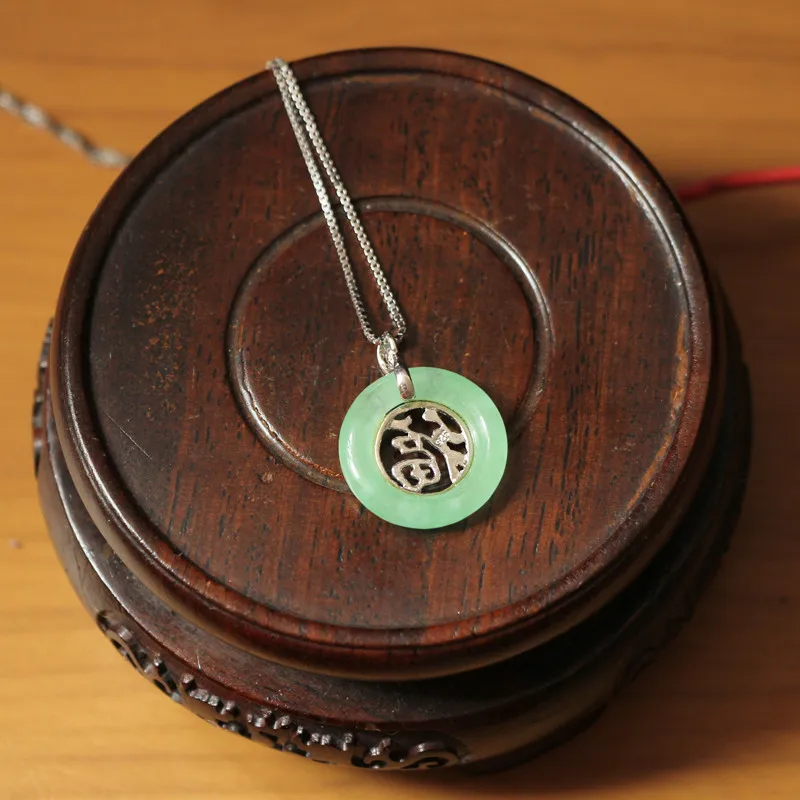 Китайский символ для счастливого ожерелья с кулоном женщин серебро 925 пробы