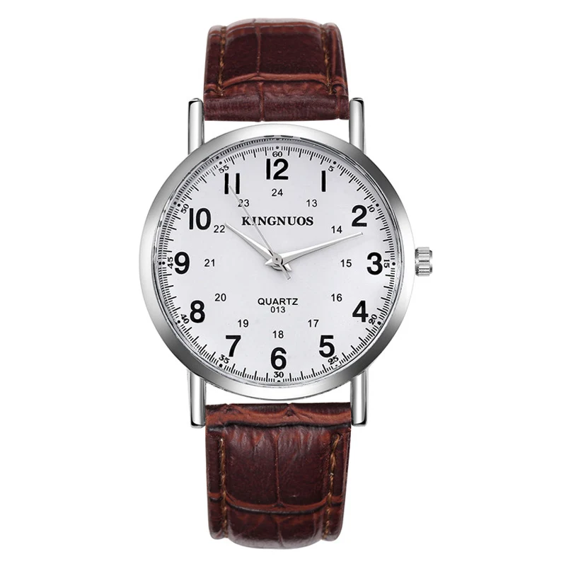 Brown White Relogio Masculino, KINGNUOS, наручные часы, мужские,, Топ бренд, Роскошные, известные часы, мужские часы, кварцевые часы, Hodinky Erkek Kol Saati - Цвет: Brown White