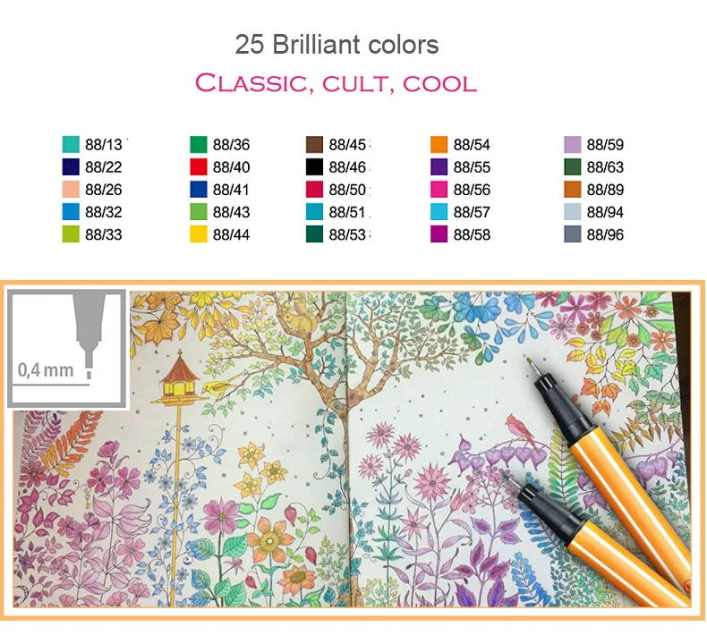 Stabilo Point 88 Fineliner ручки 0,4 мм professional цвет книги по искусству маркер Multi ed 31 шт. ролик Набор для записи рисуйте наброски