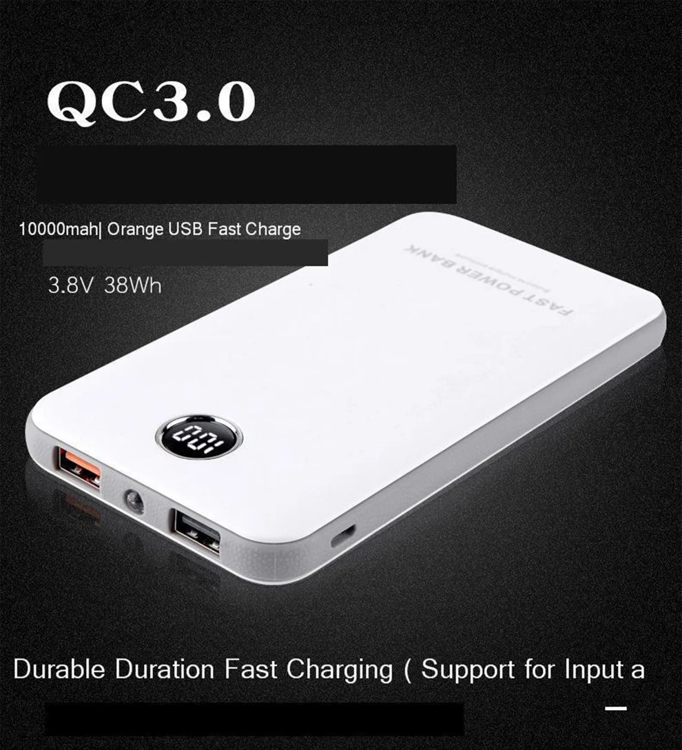 Vogek10000mAh Quick Charge 3,0 power Bank 2i внешний аккумулятор банка 18 Вт Быстрая Зарядка power Bank с двойным USB выходом для телефона