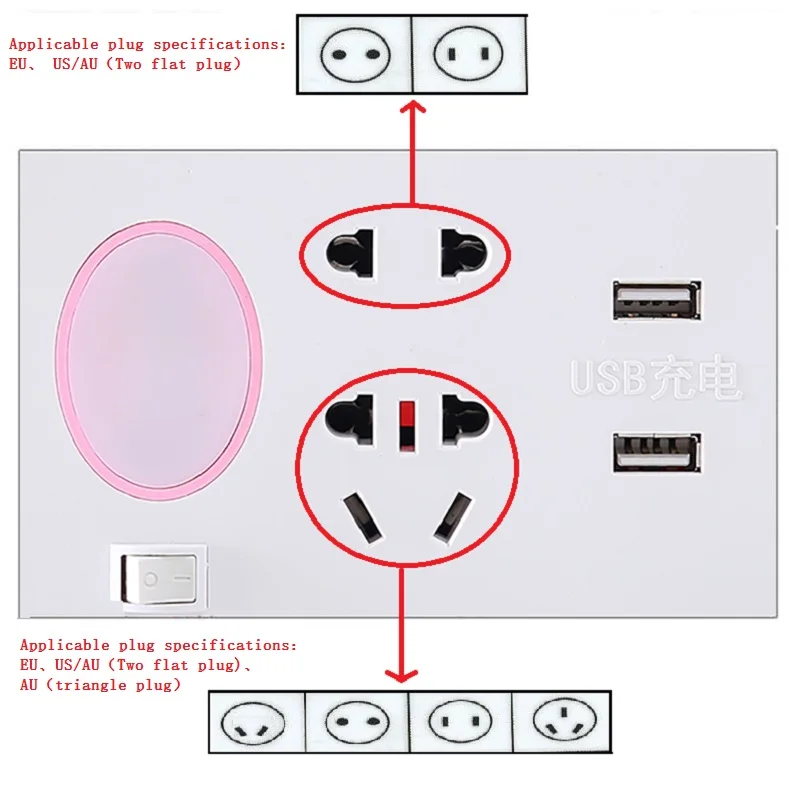 Умная USB розетка, портативный адаптер для путешествий, Google Мобильный конвертер с ночными огнями, удлинительная розетка, силовая полоса