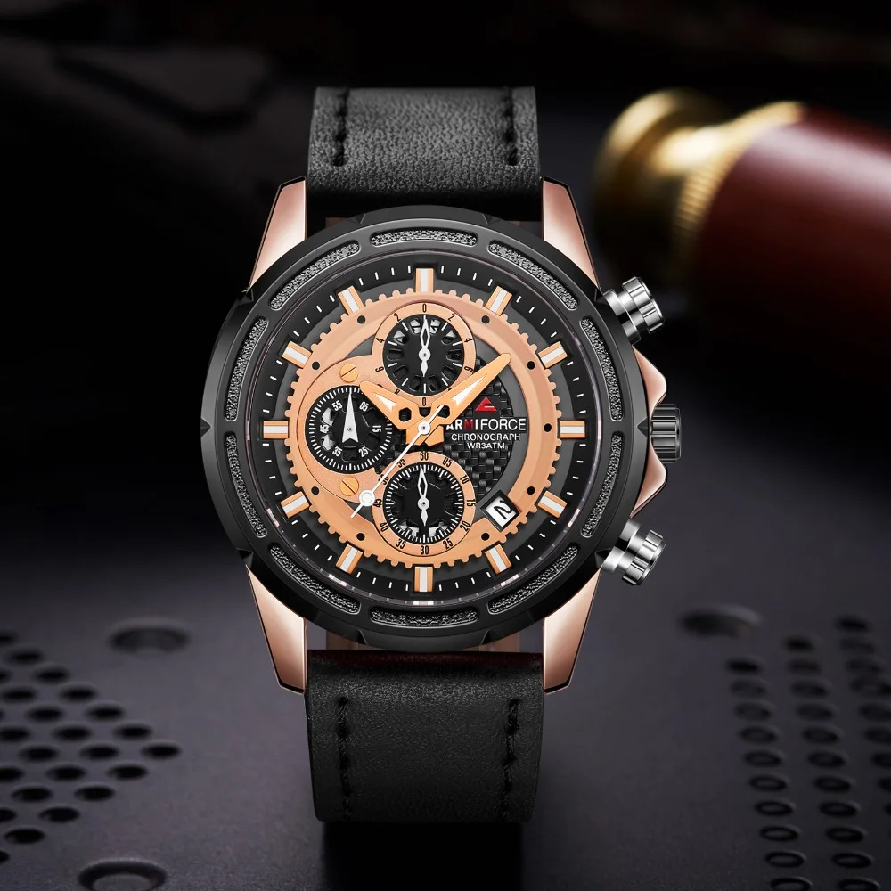 ARMIFORCE мужские спортивные часы водонепроницаемые военные хронограф кварцевые