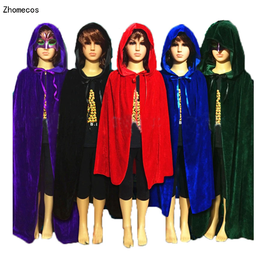 Детский Готический вельветовый плащ с капюшоном мантия средневековая накидка в