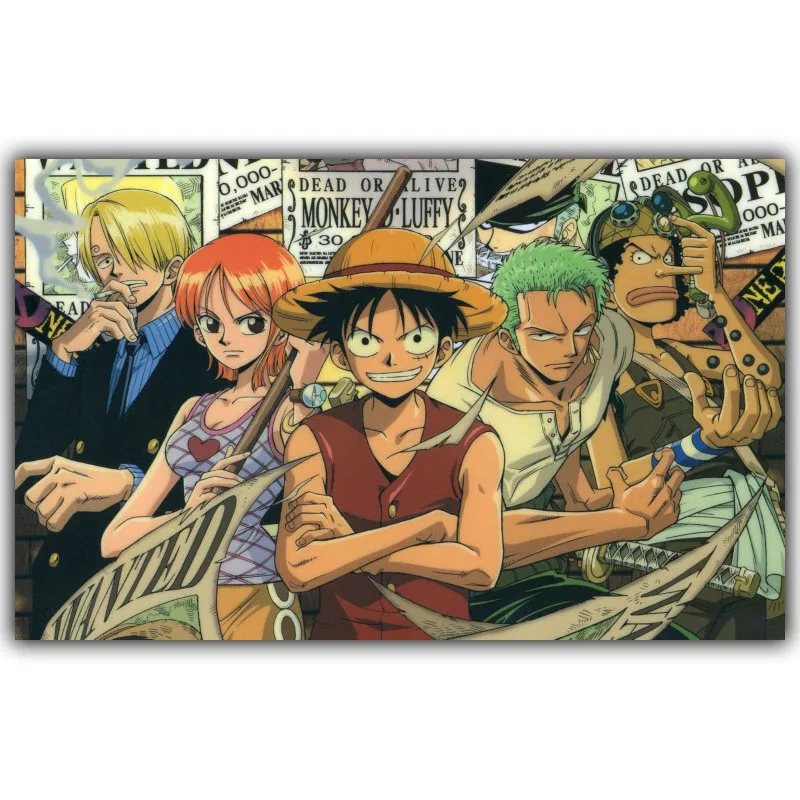 Японский Аниме One Piece Luffy Roronoa Zoro Usopp Sanji плакат спальня декоративное искусство